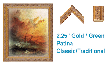 2.25 Inch Gold/Green Patina poster size picture frames